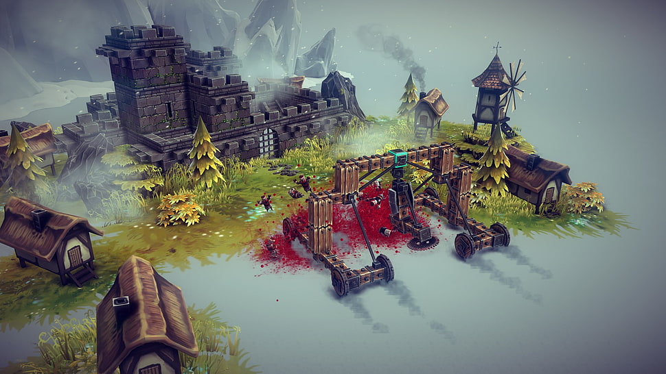 aerial photo of village digital wallpaper, Besiege, video games HD wallpaper