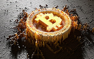 Bitcoin logo, Bitcoin, digital art, cryptocurrency