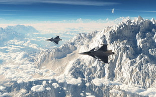 two fighter jets in mid air