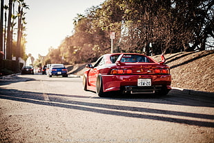 red coupe, Toyota, Stance, StanceNation, car