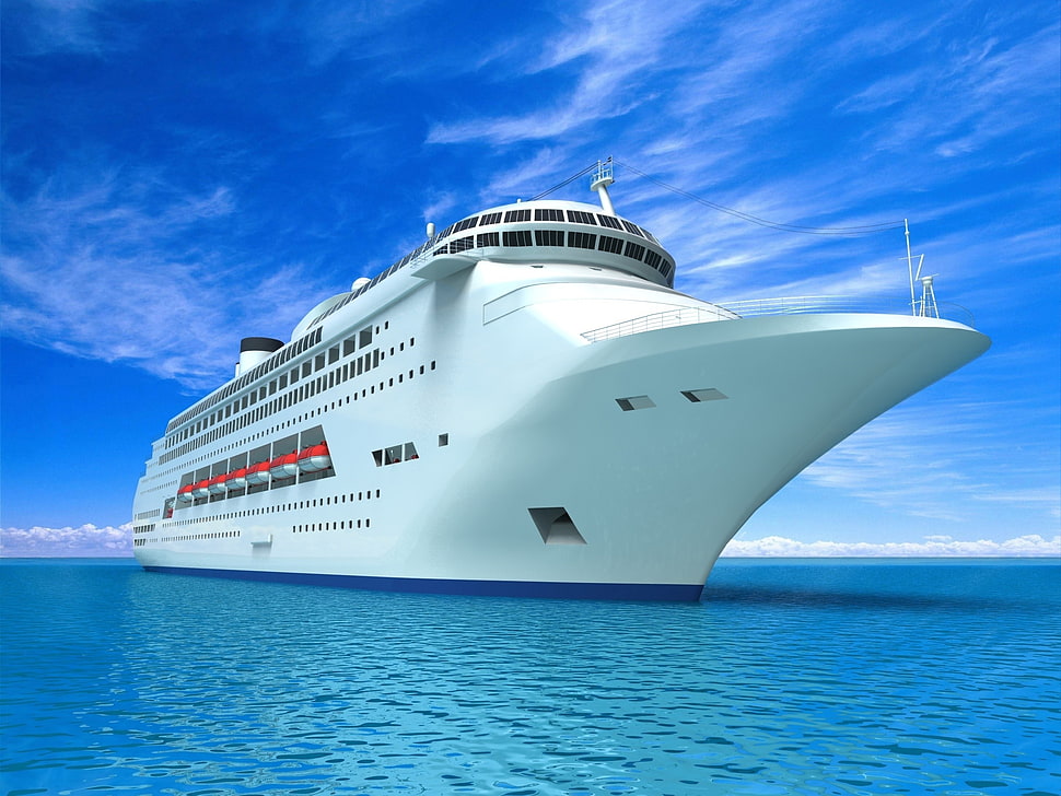 white ship on sea during daytime HD wallpaper