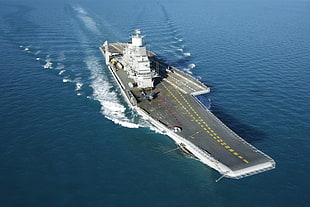 gray aircraft carrier ship, aircraft carrier, INS Vikramaditya, Indian-Navy HD wallpaper