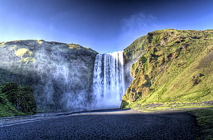 landscape photography of waterfalls, iceland HD wallpaper