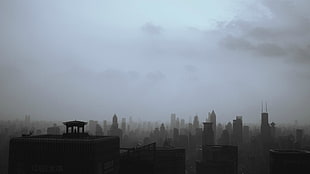 silhouette of buildings, China, city