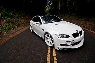 white BMW coupe HD wallpaper