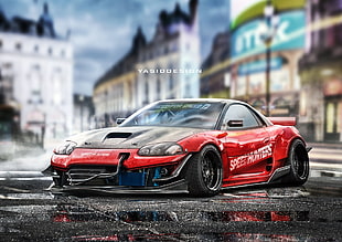 red and black sports car, YASIDDESIGN, render, artwork, car