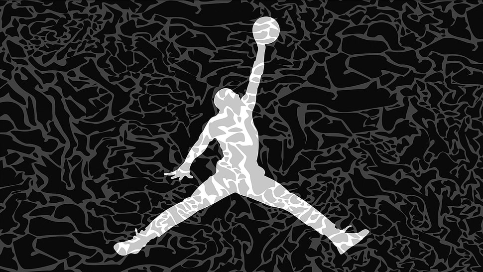 Air Jordan logo, basketball, silhouette, artwork, sport  HD wallpaper