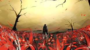 anime character standing on red flower field illustration, Metal Gear, Metal Gear Solid , Metal Gear Solid 3: Snake Eater HD wallpaper