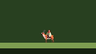 person riding animal illustration, Studio Ghibli, Princess Mononoke, Ashitaka, pixel art HD wallpaper