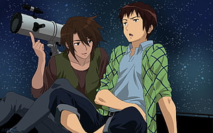 illustration of two brown haired male anime characters