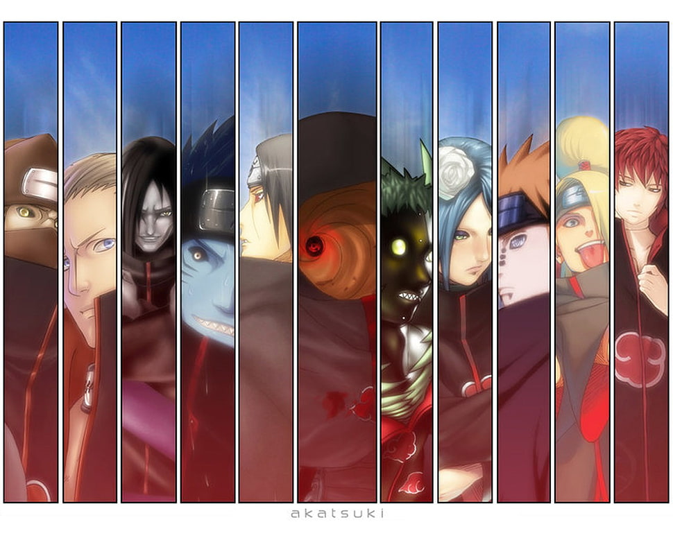 Naruto Shipudden Akatsuki digital wallpaper, Naruto Shippuuden, panels, Kakuzu, Hidan HD wallpaper