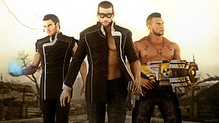 three men digital wallpaper, Mass Effect, Commander Shepard, video games