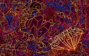 CMYK Lovers text poster, CMYK, digital art, neon, typography