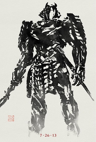 armored samurai illustration, warrior