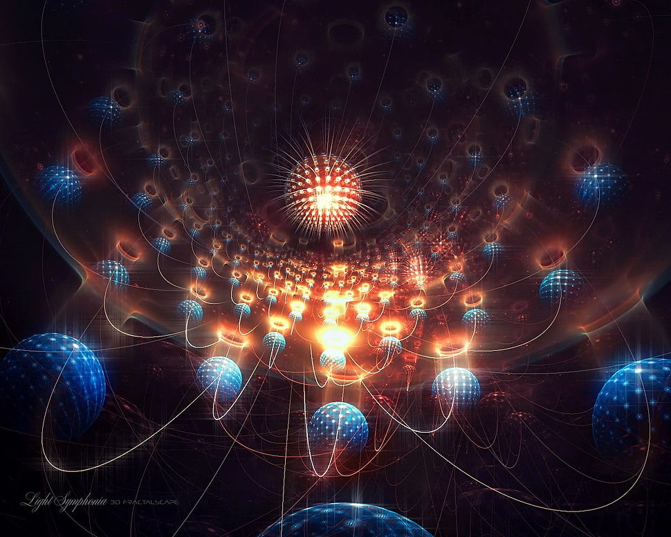blue and orange disco ligths HD wallpaper