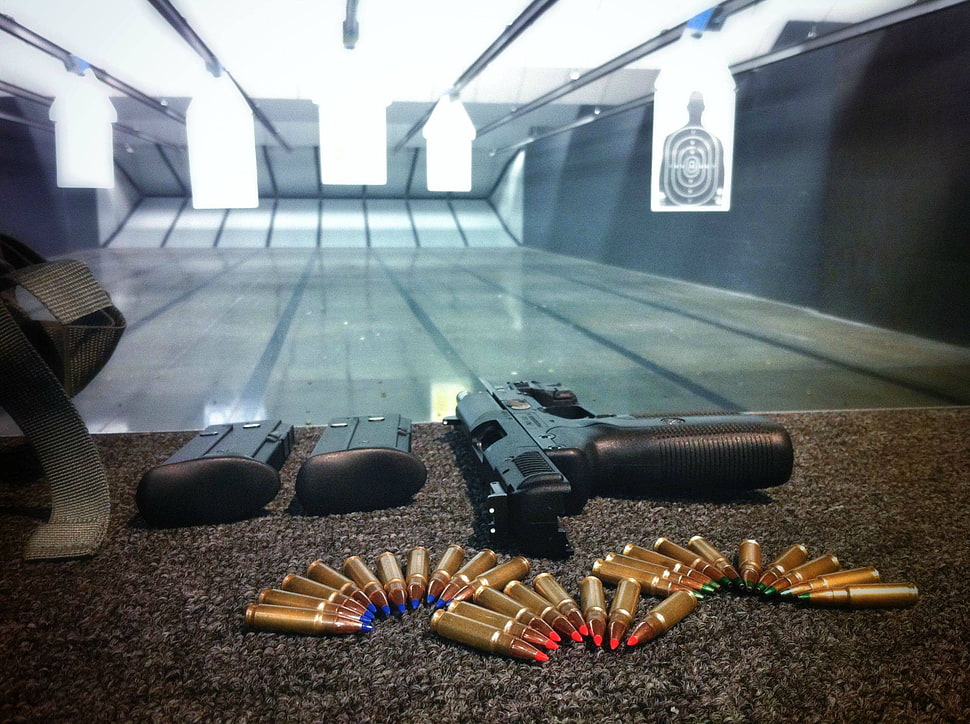 gold pistol bullet lot, gun, ammunition, pistol, weapon HD wallpaper