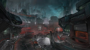 city digital wallpaper, Halo, Halo 3: ODST, futuristic, video games