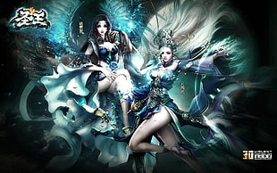 two female game characters digital wallpaper, video games