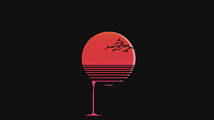 silhouette of tree illustration, Sun, blood, sunset, Photoshop