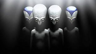 four gray aliens digital wallpaper, Perfect Dark, gray, aliens