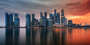 photography of high-rice building during golden hour, singapore HD wallpaper