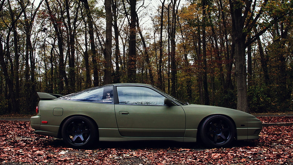 green coupe, Nissan, 180SX, car, JDM HD wallpaper