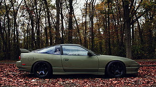 green coupe, Nissan, 180SX, car, JDM HD wallpaper