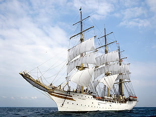 white clipper boat, sailing ship HD wallpaper
