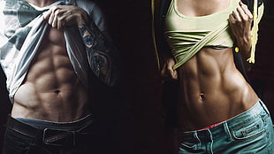 women's green tank top, fitness model, skinny, working out, women HD wallpaper