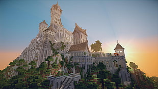 Minecraft game application screenshot, Minecraft, castle, screen shot, video games