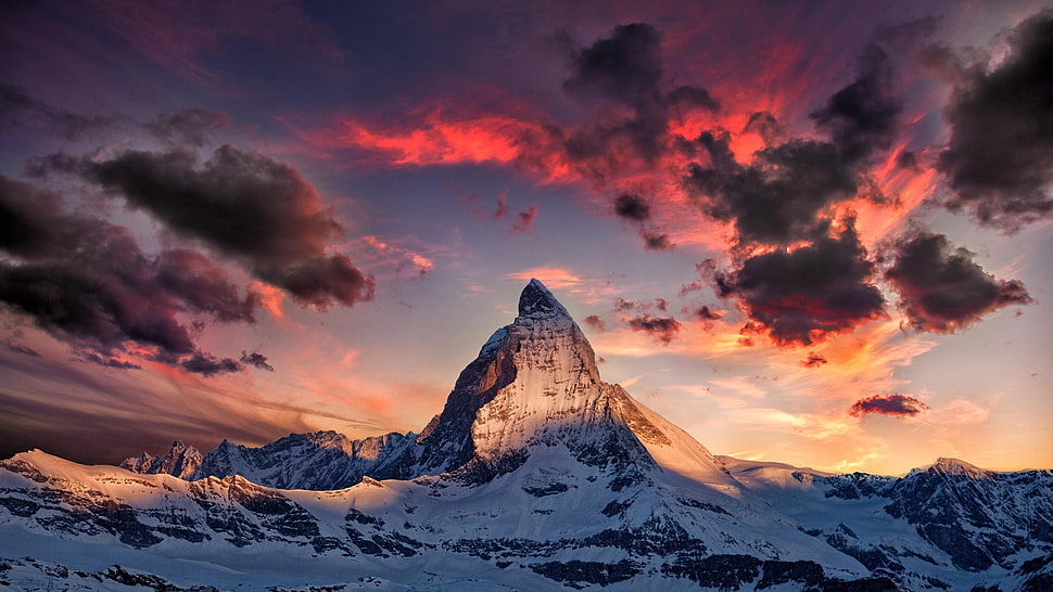 snow-covered mountain, nature, mountains, Alps, Matterhorn HD wallpaper