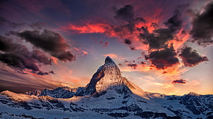 snow-covered mountain, nature, mountains, Alps, Matterhorn