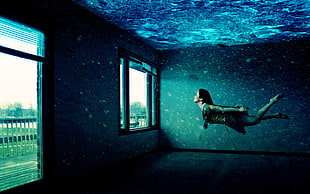 woman swim on water HD wallpaper