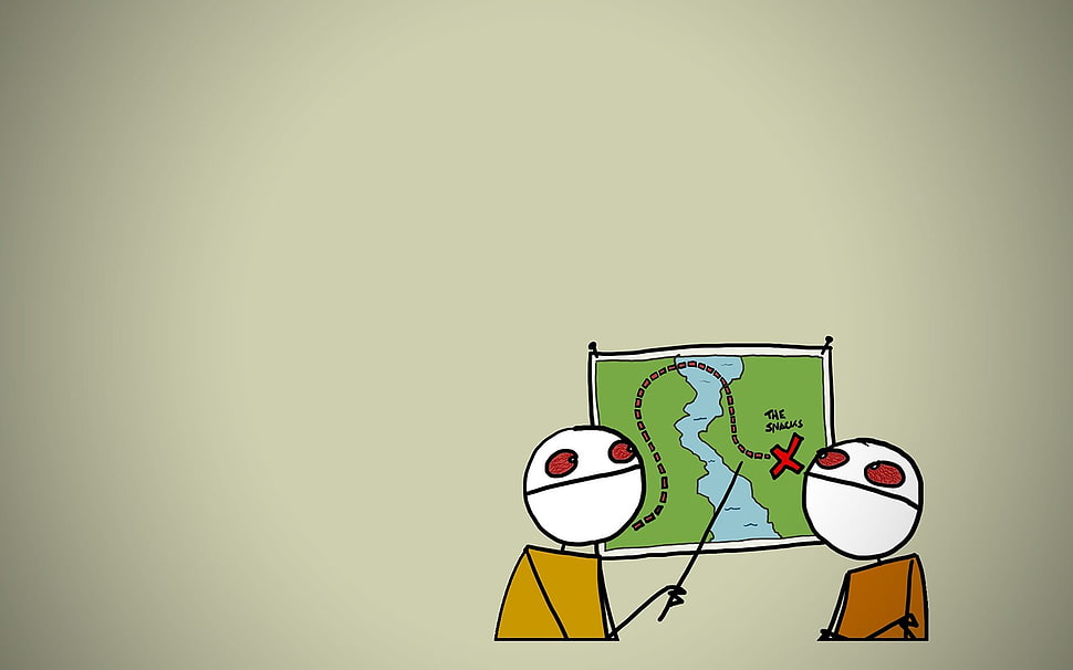 two character in front of map illustration, simple, drawing HD wallpaper