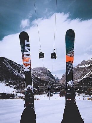 Ski,  Cable car,  Mountains,  Winter HD wallpaper