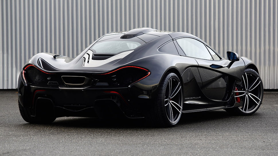 black sports coupe, car, McLaren P1, supercars, black cars HD wallpaper