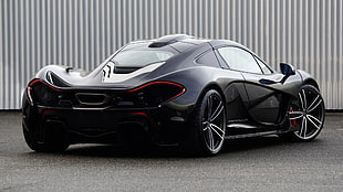 black sports coupe, car, McLaren P1, supercars, black cars