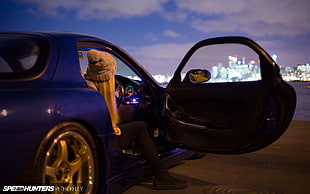 blue coupe, Speedhunters, Mazda RX-7, tuning, car HD wallpaper