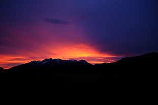 silhouette mountain, Sunset, Mountains, Sky HD wallpaper