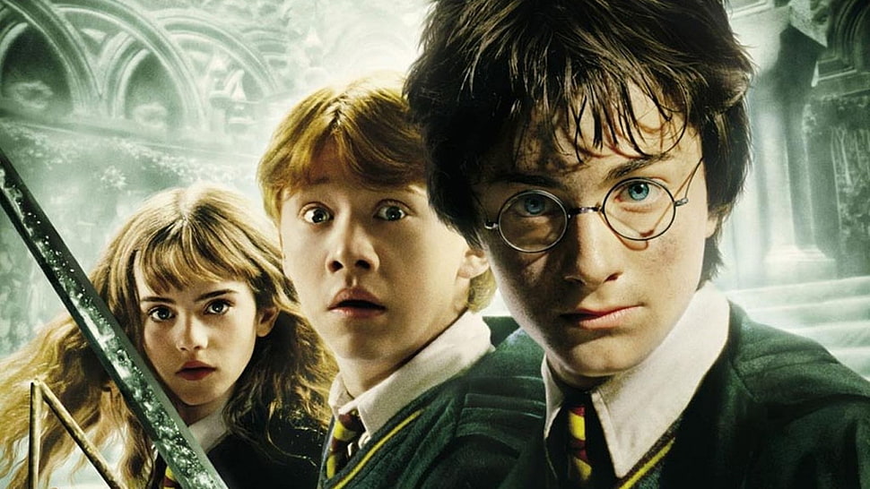 Harry Potter digital wallpaper, Harry Potter, Hermione Granger, Ron Weasley, Harry Potter and the Chamber of Secrets HD wallpaper