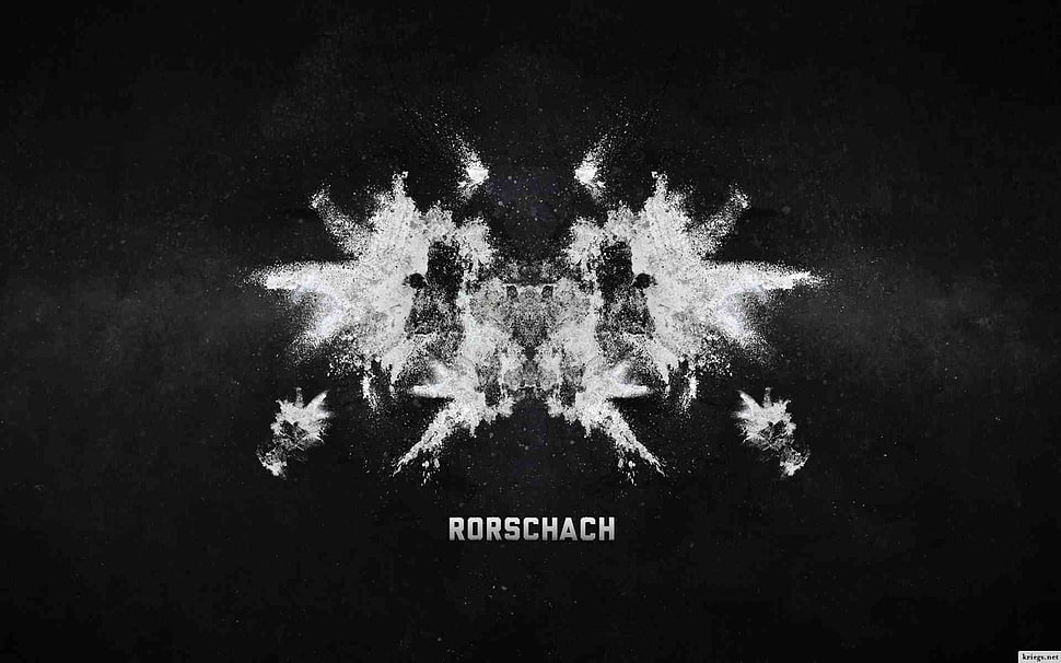 Rorschach text overlay, Rorschach test, monochrome, artwork, symmetry HD wallpaper