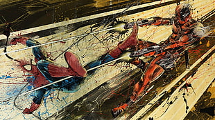 Spider-man and Deadpool drawing, Spider-Man, Deadpool, Marvel Heroes HD wallpaper