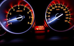 black cluster gauge, car, luxury cars, speedometer, tachometer