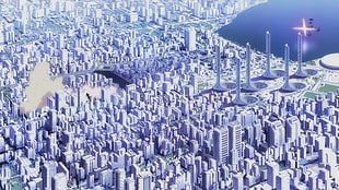 gray building lot, Neon Genesis Evangelion, anime, cityscape