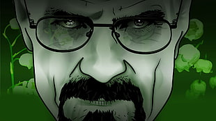 man wearing eyeglasses digital portrait wallpaper, Breaking Bad, Heisenberg, Walter White