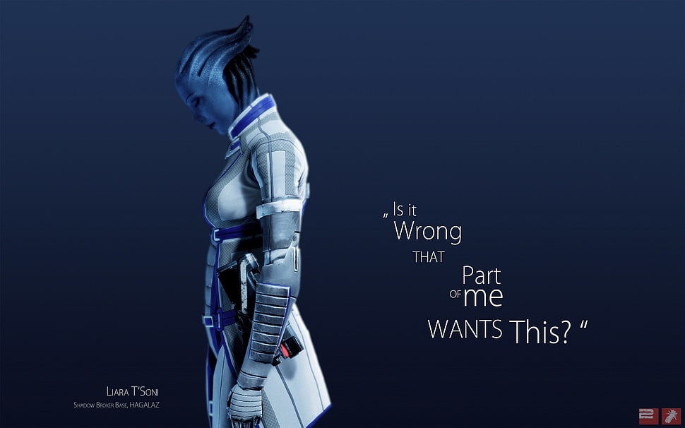 game character with text overlay, Mass Effect, Mass Effect 2, Mass Effect 3, Liara T'Soni HD wallpaper