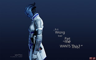 game character with text overlay, Mass Effect, Mass Effect 2, Mass Effect 3, Liara T'Soni