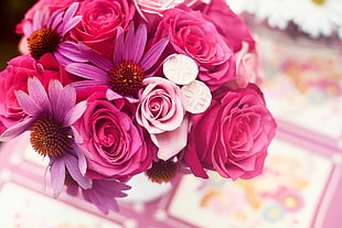 pink and purple flower bouquet HD wallpaper
