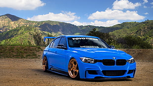 blue BMW sedan, car, BMW, blue cars HD wallpaper