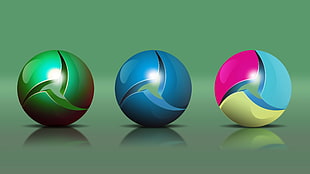 Green, blue, and pink Sphere illustration HD wallpaper
